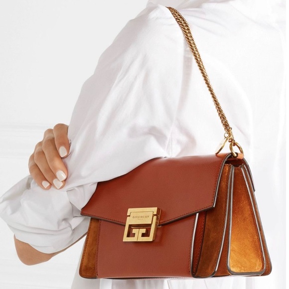 Givenchy Small GV3 Leather & Suede Crossbody Bag Chestnut - Picture 2 of 15